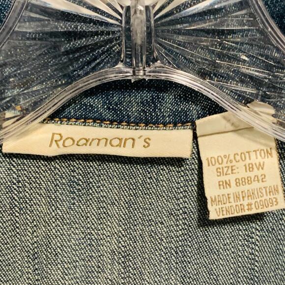 ROAMANS Jean Jacket 18W Blue Denim Chest Pockets Metal Buttons Casual Chore Coat - Picture 2 of 6